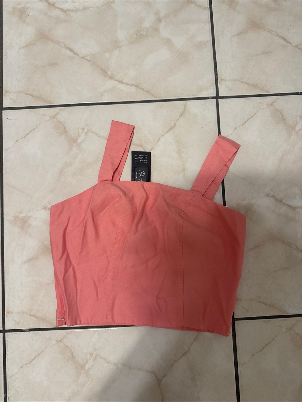 Pixie Mood Coral Pink Cropped Bustier Tank